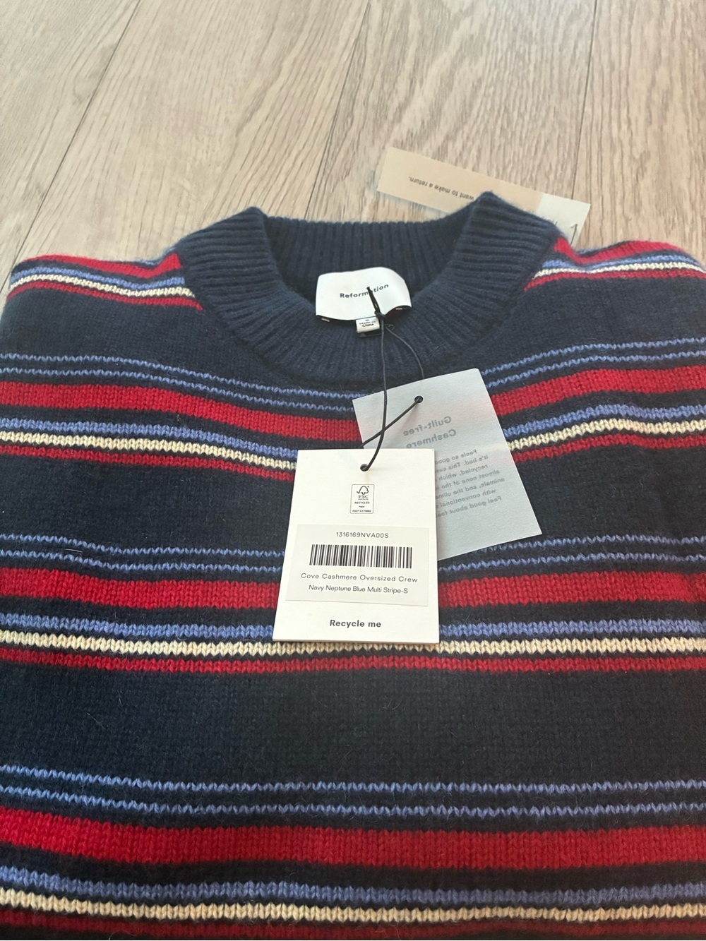 Brand New Reformation Cove Cashmere Oversized Crew